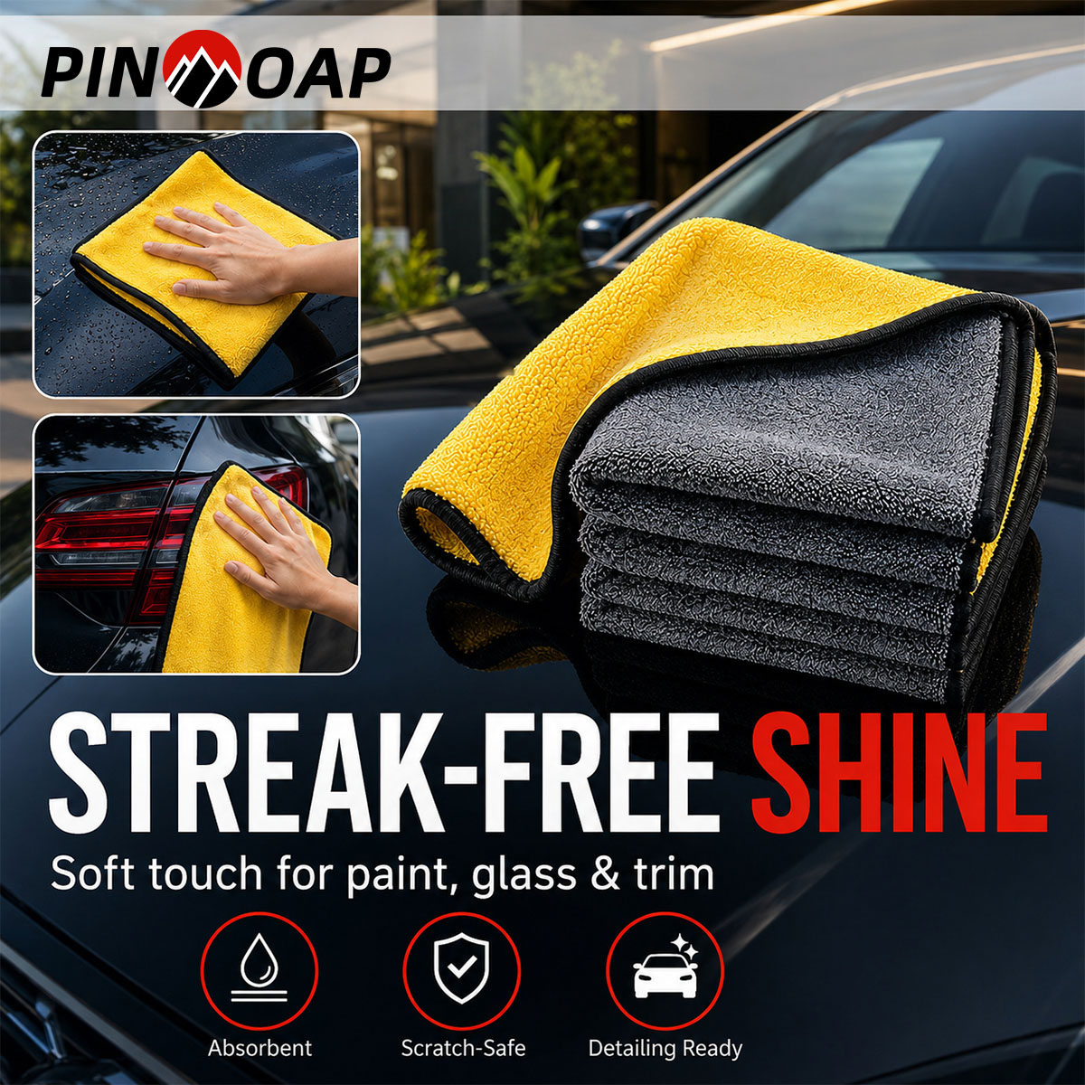 PINMOAP 1/3/5/10PCS Microfiber - Microfiber Towel Detailing 评论和价格
