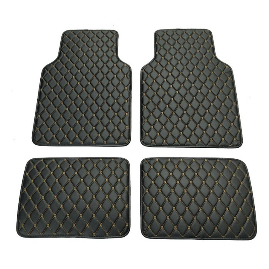 4pcs PU Leather Black Car Floo - Leather Cleaner Interior 评论和价格